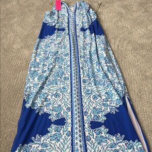 Blue and White Patterned Maxi Dress by Lilly. XXS